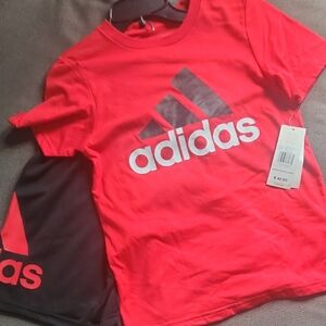 Adidas Kids Red and Black Logo Tee